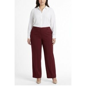 Lauren Ralph Lauren Dress Pant 22W High Rise Wool Blend Wide Leg Career Maroon